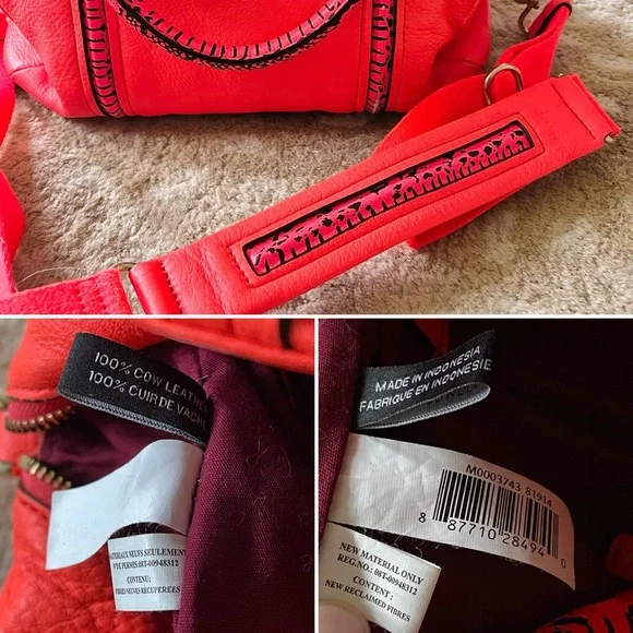 Marc By Marc Jacobs Q Snake Satchel Crossbody Bag Leather Multi Neon Orange Pink - Picture 14 of 16